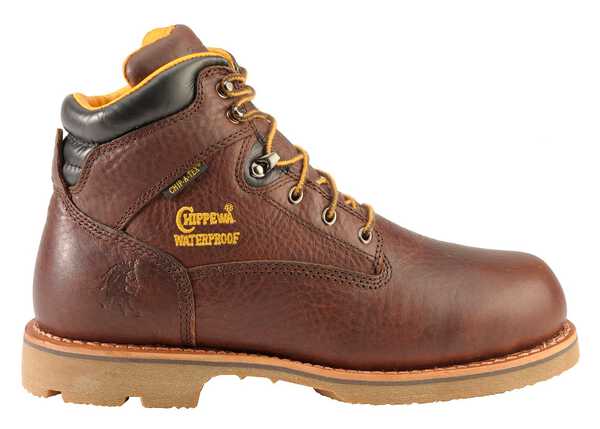 Image #2 - Chippewa Men's Waterproof & Insulated 6" Lace-Up Work Boots - Round Toe, Brown, hi-res