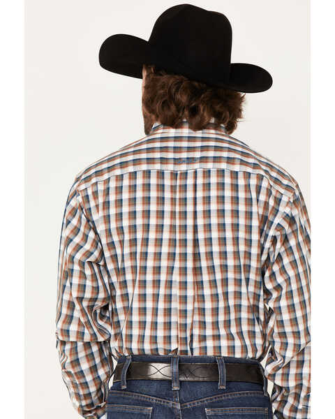 Image #4 - Ariat Men's Wrinkle Free Scout Plaid Button Down Western Shirt , Blue, hi-res