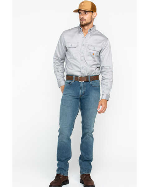 Image #6 - Carhartt Men's FR Solid Twill Long Sleeve Work Shirt, Grey, hi-res