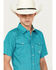 Roper Boys' Amarillo Saddle Geo Western Shirt, Blue, hi-res