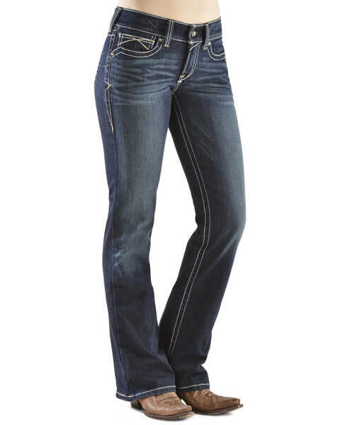Image #3 - Ariat Women's R.E.A.L. Whipstitch Slim Bootcut Jeans, Denim, hi-res