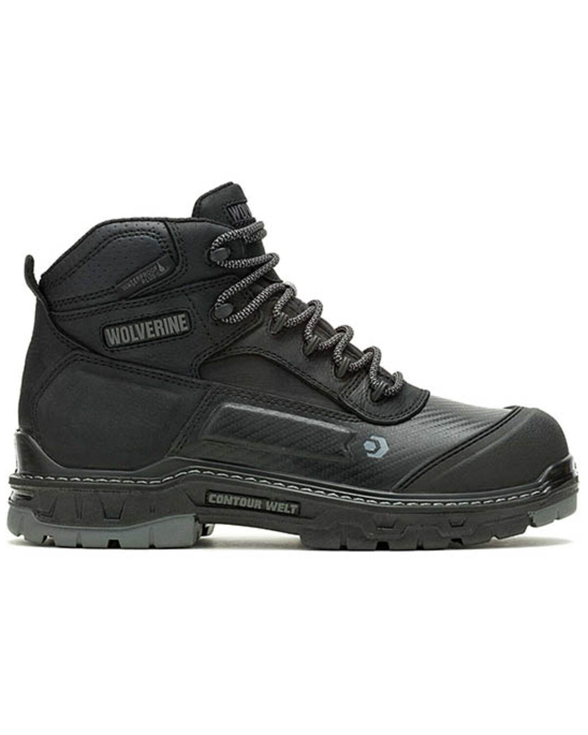 Image #2 - Wolverine Men's 6" Overpass CarbonMax® Work Boots - Composite Toe, Black/grey, hi-res