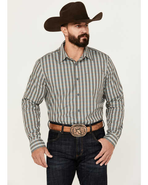 Image #1 - Gibson Trading Co Men's Stadium Plaid Print Long Sleeve Button-Down Shirt, Brown, hi-res