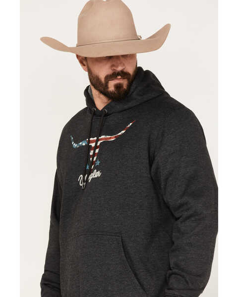 Wrangler Men's Longhorn Graphic Hooded Sweatshirt, Charcoal, hi-res