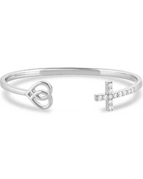 Montana Silversmiths Women's Love and Faith Cuff Bracelet , Silver, hi-res