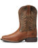 Image #2 - Ariat Boys' Amos Leather Western Boot - Broad Square Toe , Brown, hi-res