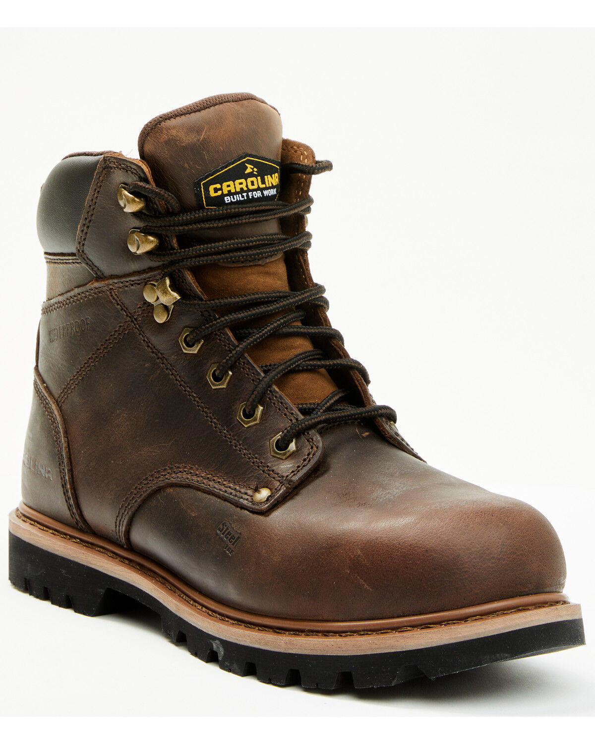 Image #1 - Carolina Men's Boot Barn Exclusive 6" Waterproof Work Boots - Steel Toe, Brown, hi-res