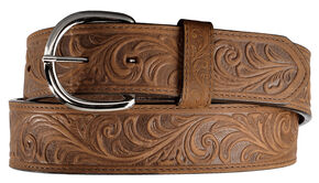 Silver Creek Western Hand Tooled Leather Belt, Brown, hi-res