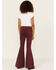 Image #3 - Shyanne Girls' Super Flare Raw Hem Jeans, Burgundy, hi-res