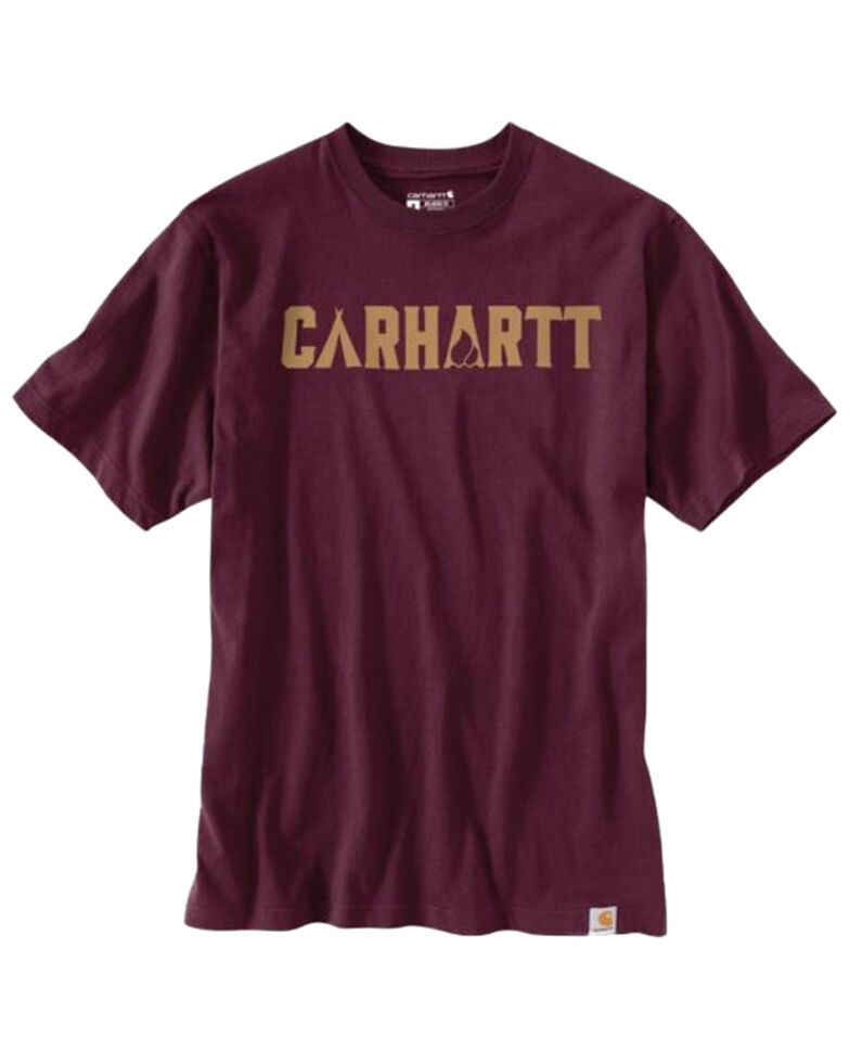 Carhartt Men's Camp Graphic Heavyweight Short Sleeve Work T-Shirt , Purple, hi-res