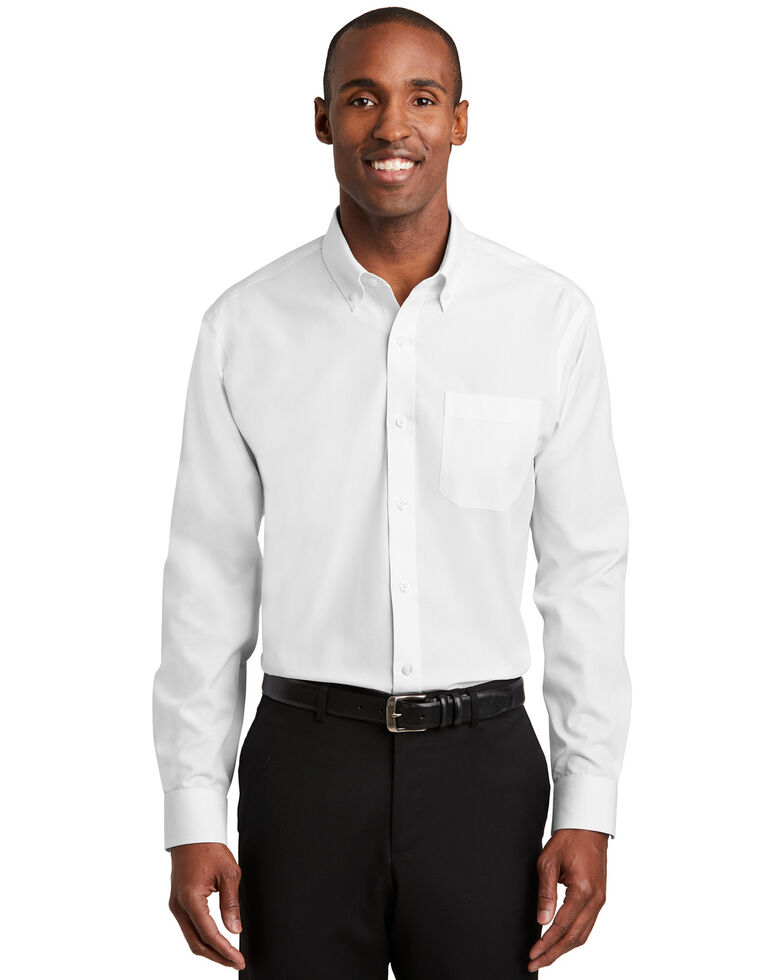 Red House Men's White 2X Nailhead Non-Iron Long Sleeve Work Shirt - Big & Tall, White, hi-res