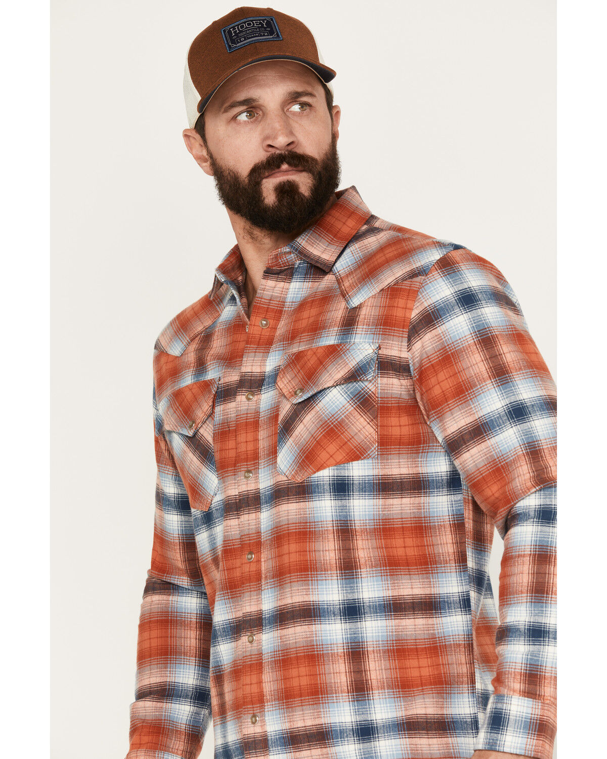 Image #2 - Pendleton Men's Wyatt Plaid Long Sleeve Snap Western Shirt, Red, hi-res