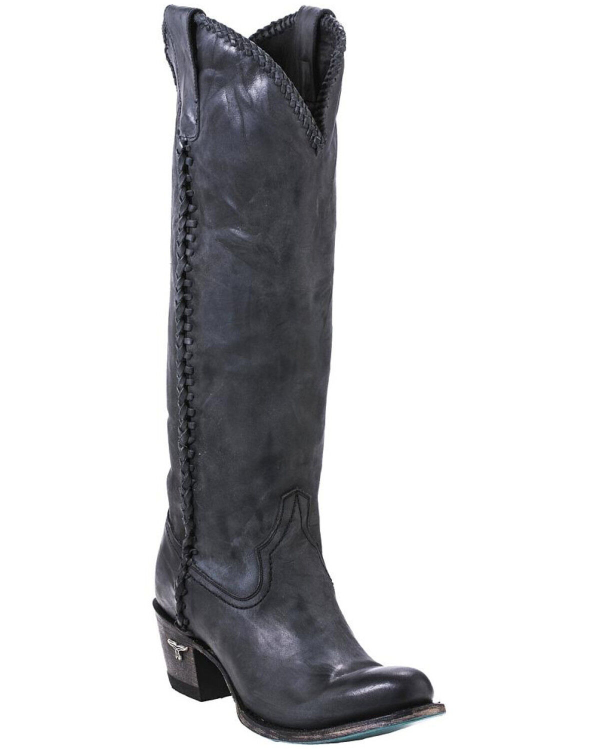 Image #1 - Lane Women's Plain Jane Charcoal Tall Western Boots - Round Toe, Black, hi-res
