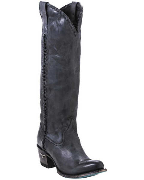 Lane Women's Plain Jane Charcoal Tall Western Boots - Round Toe , Black, hi-res
