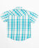 Image #3 - Shyanne Toddler Girls' Embroidered Plaid Print Short Sleeve Western Pearl Snap Shirt, Turquoise, hi-res