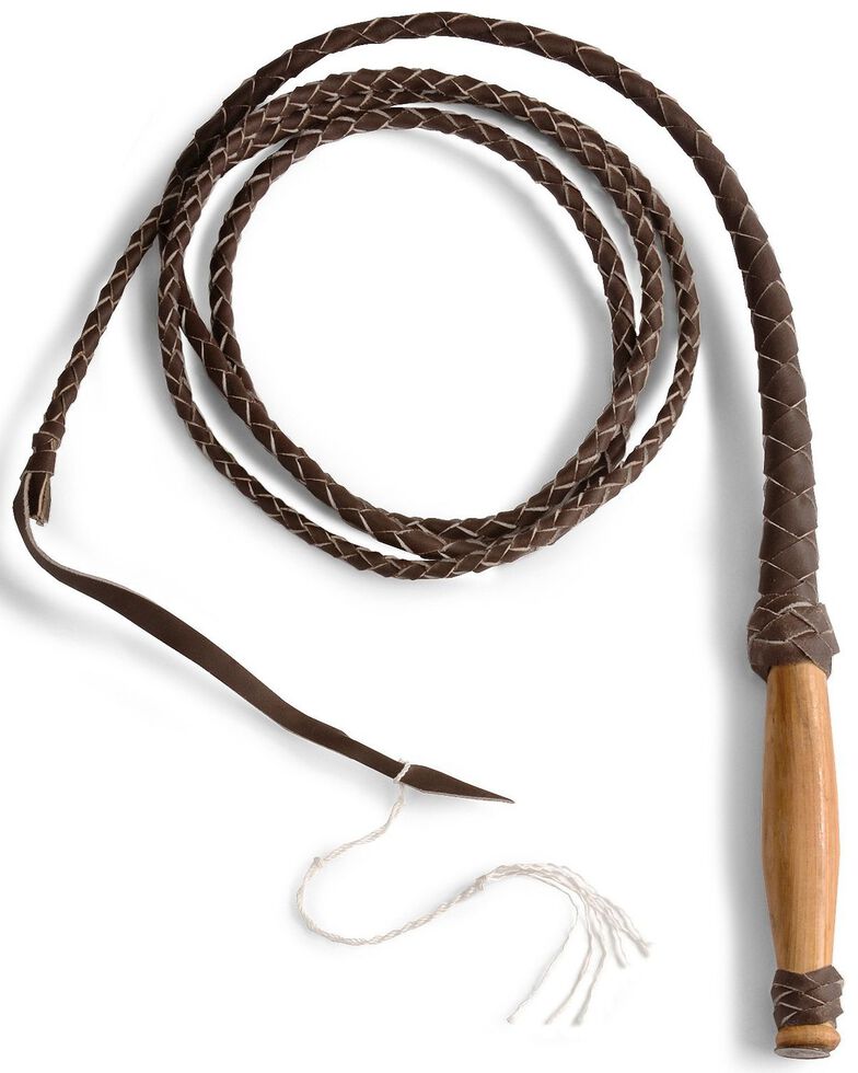 Braided Leather Bullwhip, Brown, hi-res