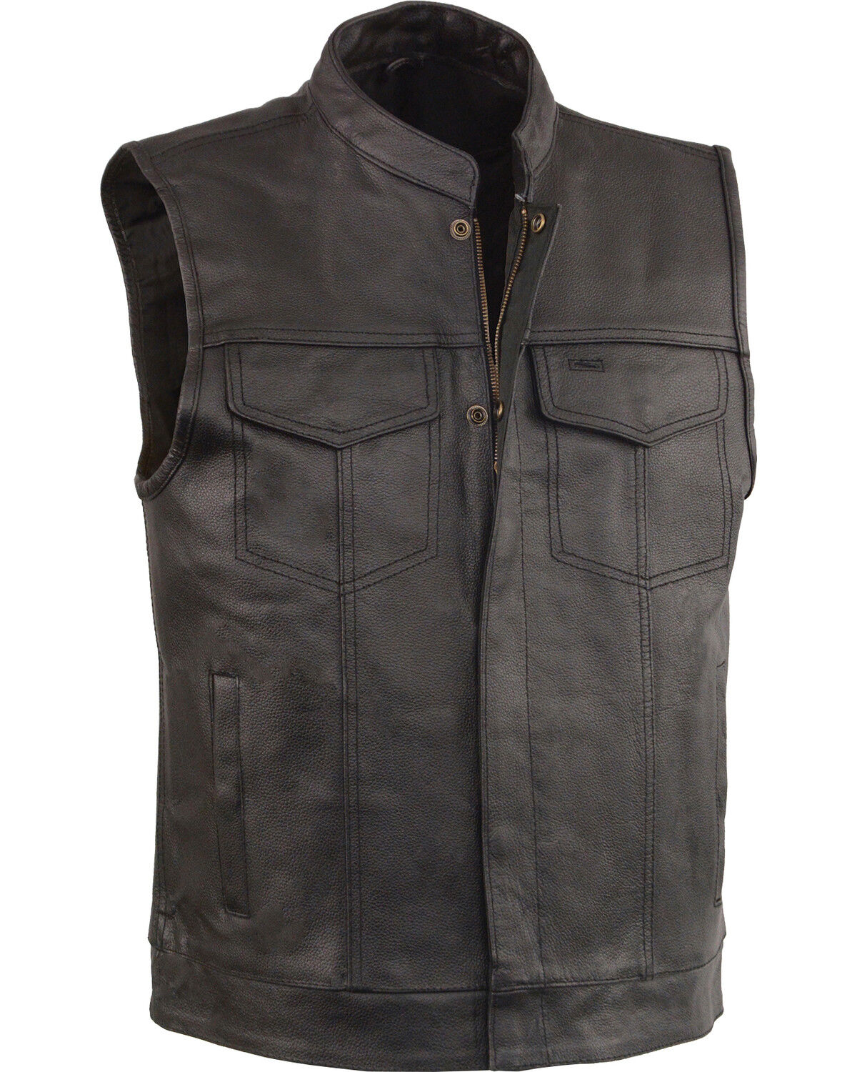 Image #1 - Milwaukee Leather Men's Open Neck Club Style Vest, Black, hi-res