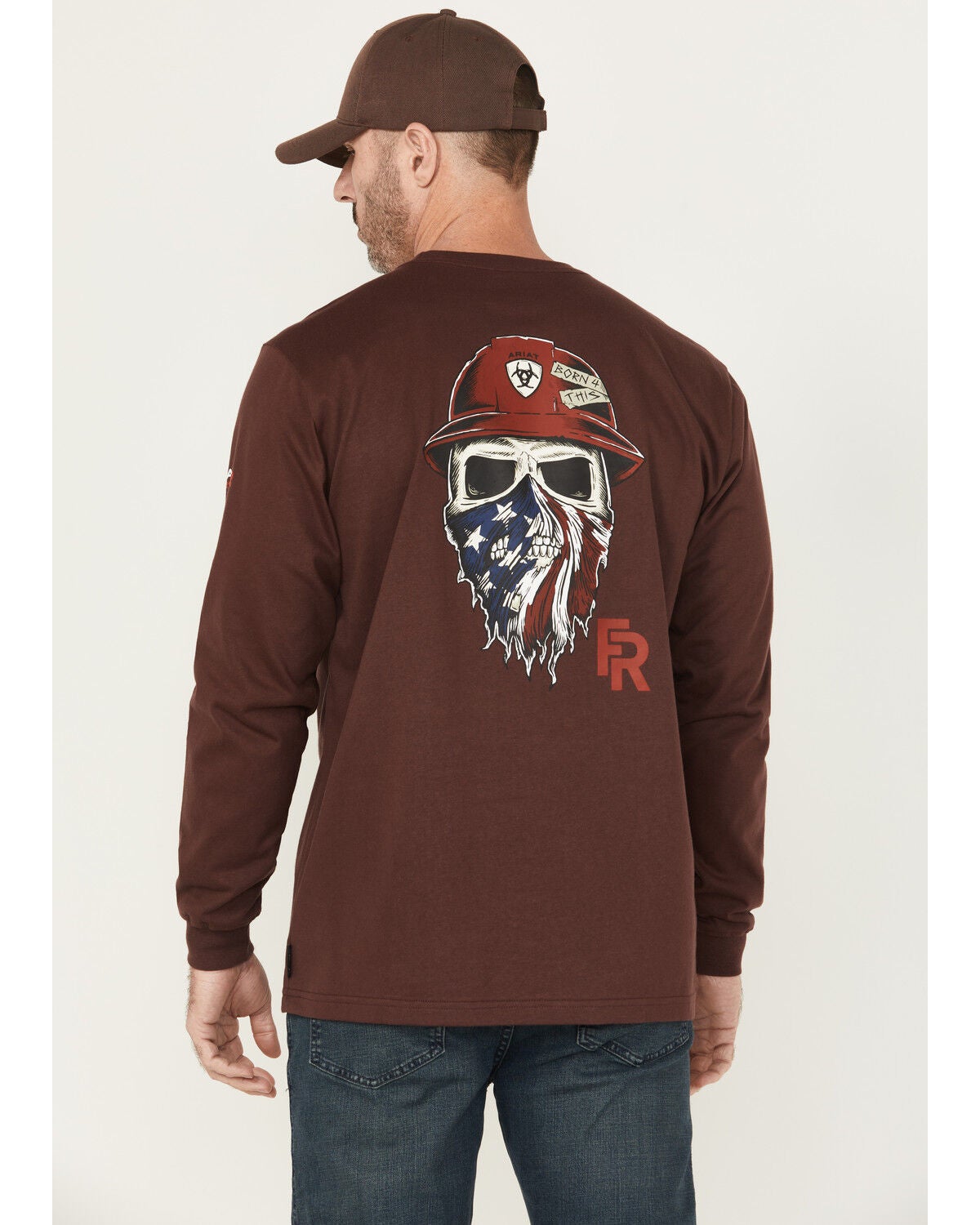 Ariat Men's FR Born For This Long Sleeve Work T-Shirt, Chocolate, hi-res