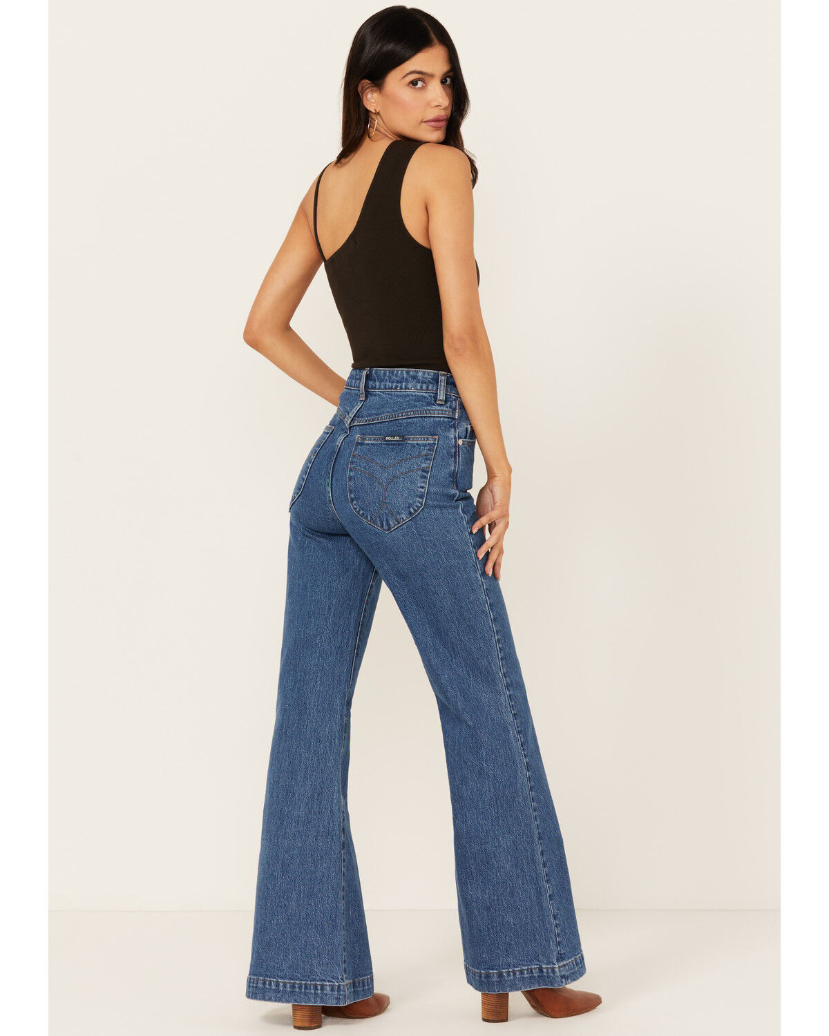 Image #3 - Rolla's Women's Boot Barn Exclusive Ashley Dark Wash High Rise Eastcoast Flare Stretch Denim Jeans, Dark Wash, hi-res