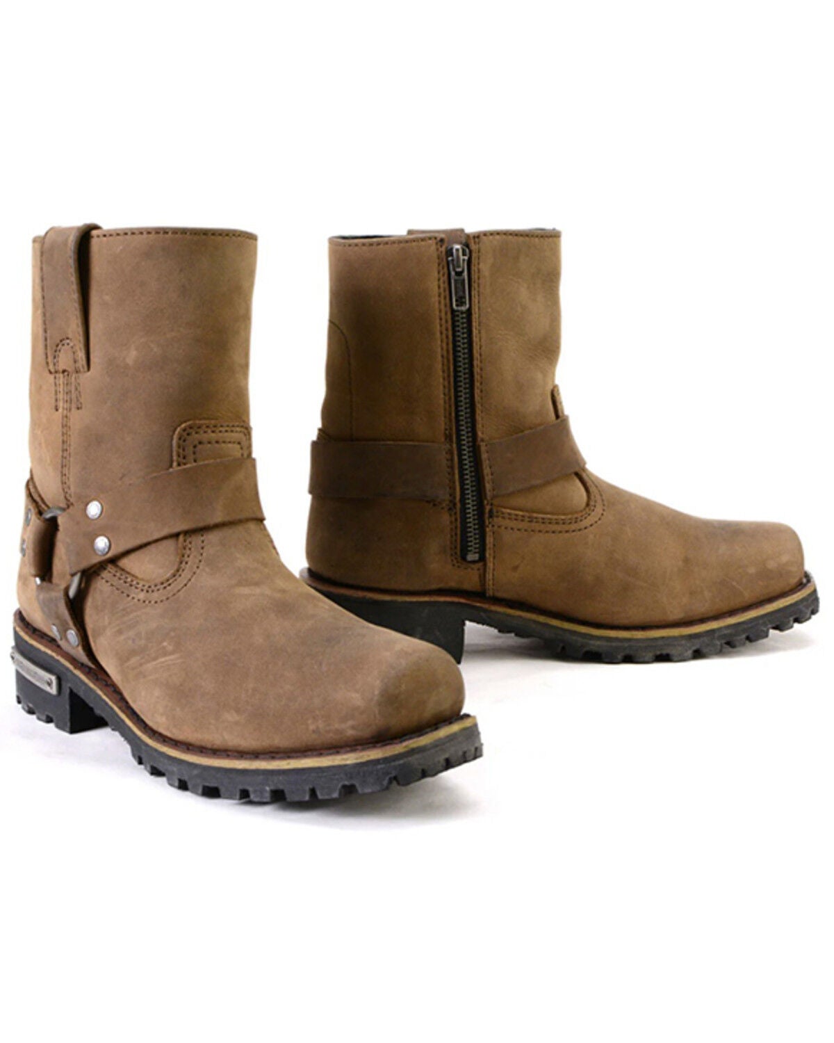 Milwaukee Leather Women's 7" Harness Motorcycle Boots - Square Toe, Brown, hi-res
