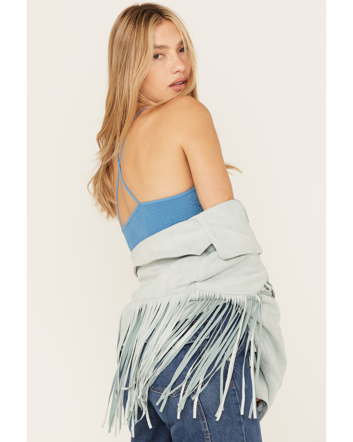 Image #4 - Fornia Women's Floral Jacquard Print Sleeveless Brami, Blue, hi-res