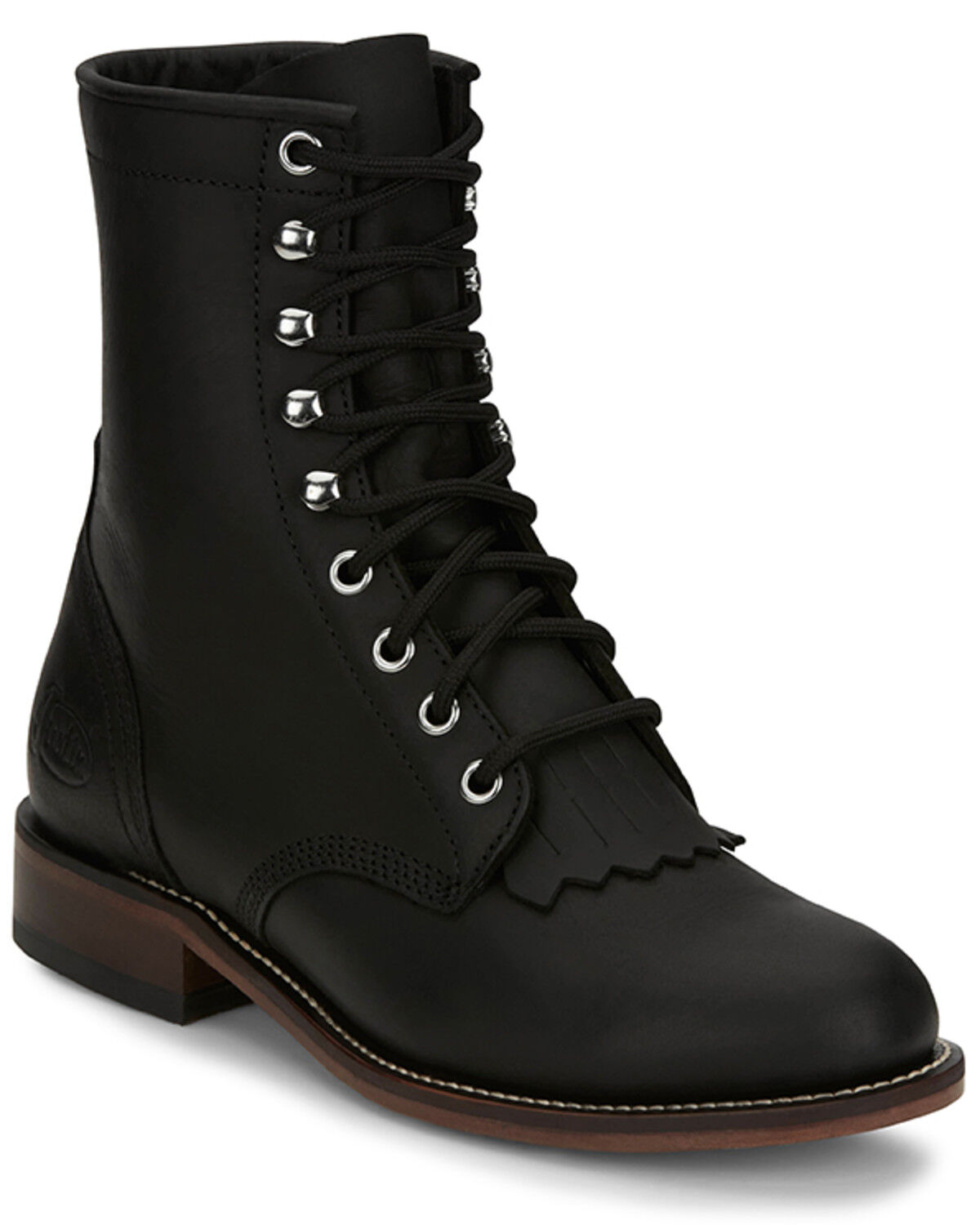 Image #1 - Justin Women's McKean Lace-Up Boots - Round Toe, Black, hi-res