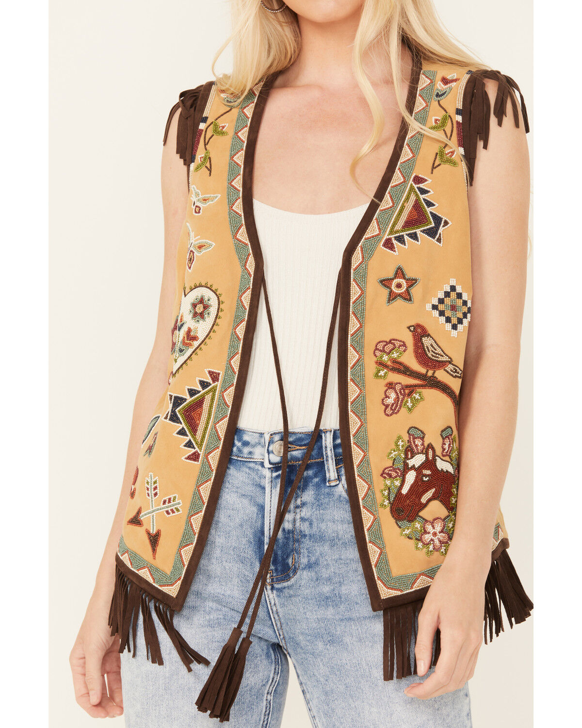 Image #3 - Double D Ranch Women's Natural American Brand Courage Vest, Natural, hi-res
