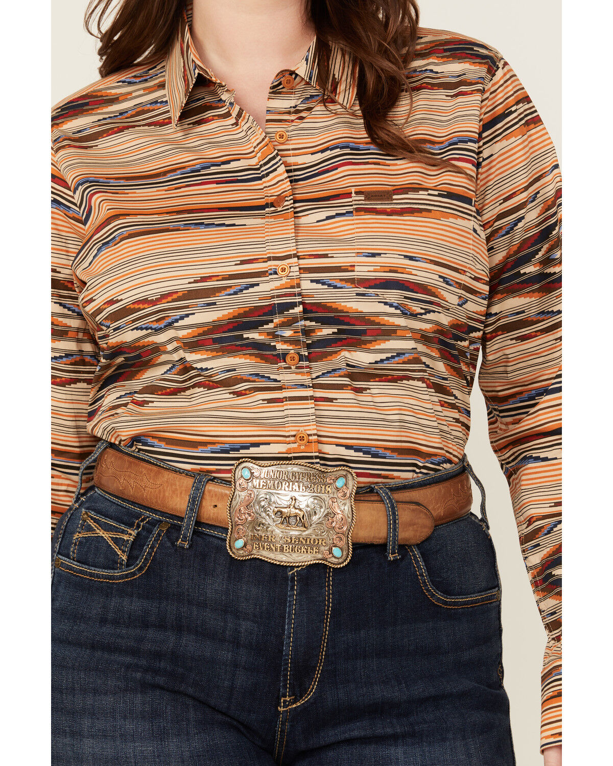 Image #3 - Ariat Women's Chimayo Southwestern Print Kirby Long Sleeve Stretch Button-Down Western Shirt - Plus, Multi, hi-res