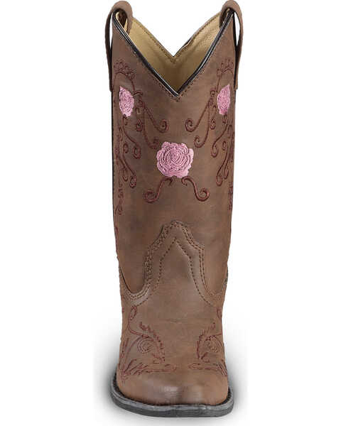 Image #4 - Shyanne Girls' Floral Embroidered Western Boots - Pointed Toe, Brown, hi-res