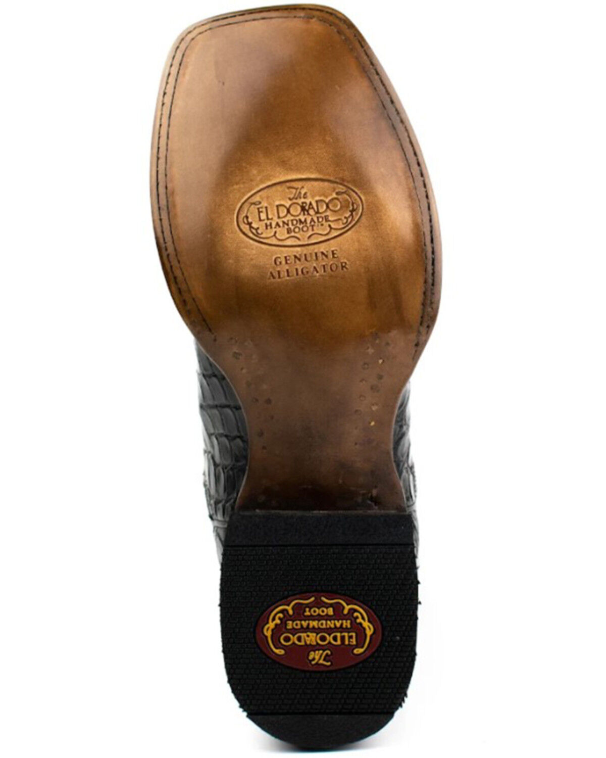 Image #7 - El Dorado Men's Scallop American Alligator Exotic Western Boot - Broad Square Toe, Black, hi-res