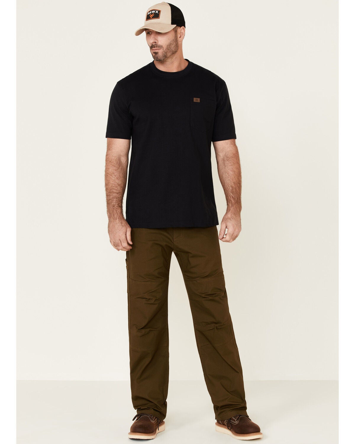 Hawx Men's Dark Olive Stretch Ripstop Work Pants, Olive, hi-res