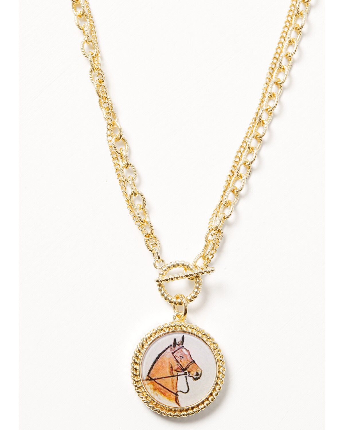 Shyanne Women's Western Muse Horse Cameo Necklace, Gold, hi-res