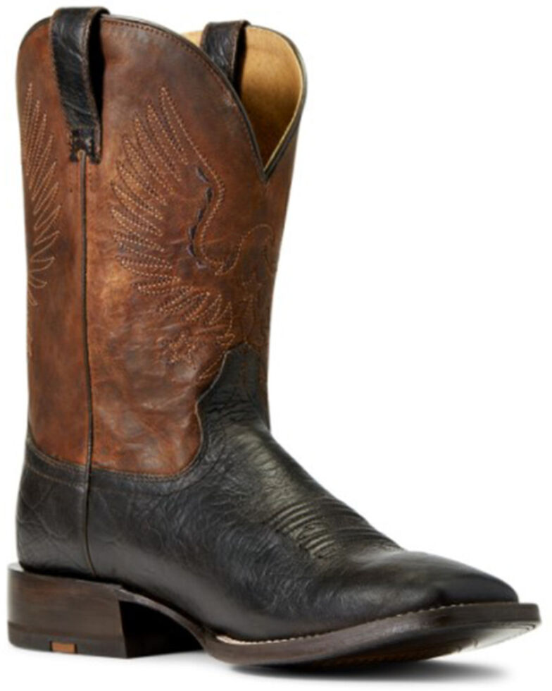Ariat Men's Real Brown & Double Expresso Circuit Eagle Leather Western Boot - Wide Square Toe , Brown, hi-res