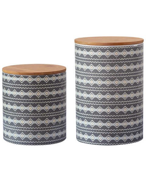 HiEnd Accents 2pc Large Southwestern Print Canister Set, Tan, hi-res