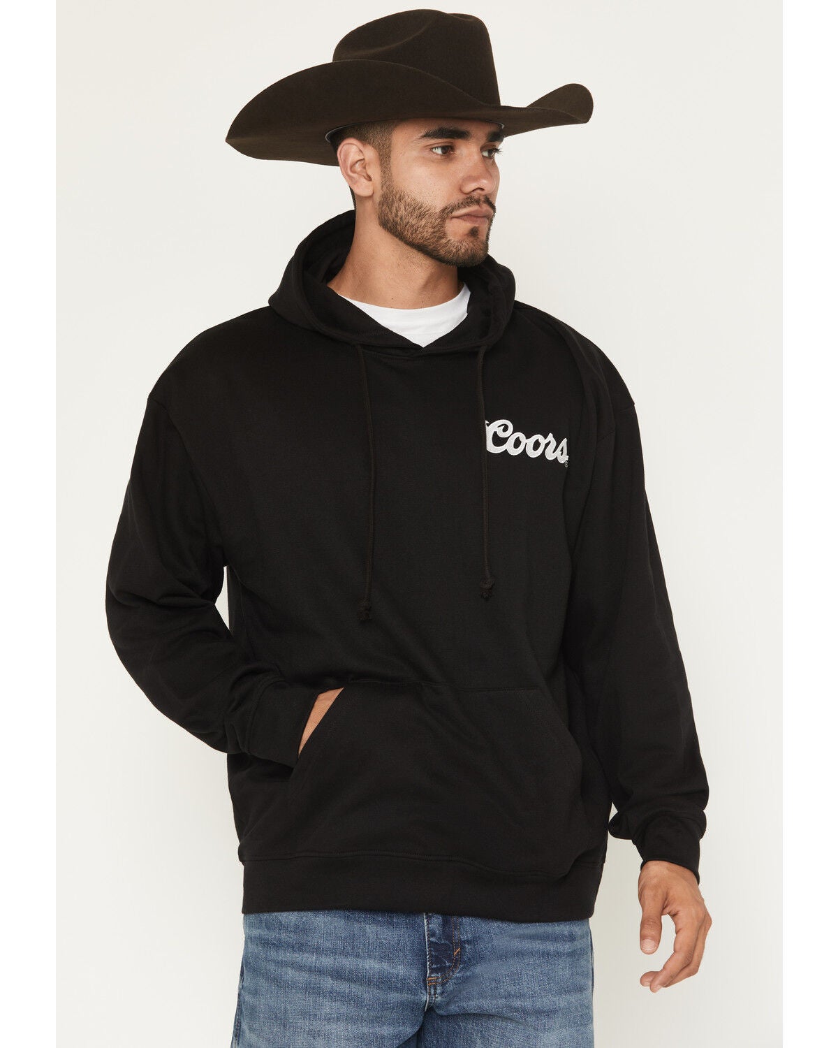 Image #2 - Coors Men's Riders Logo Embroidered Hooded Sweatshirt, Black, hi-res