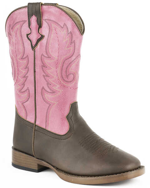 Image #1 - Roper Girls' Texsis Western Boots - Square Toe, Brown, hi-res