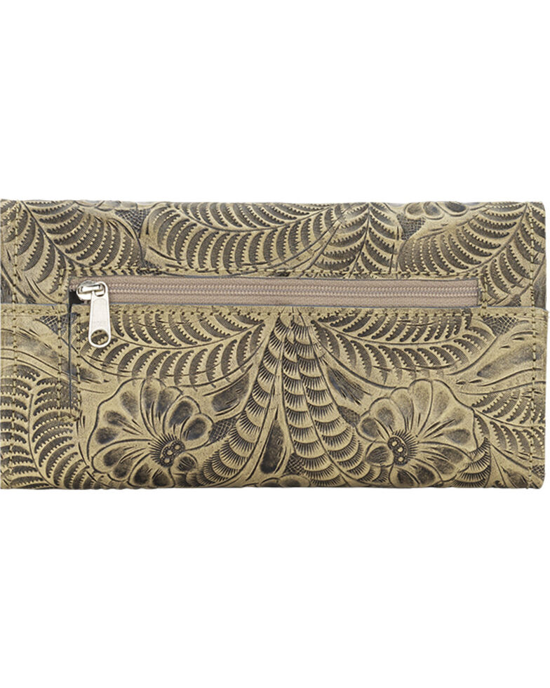 American West Women's Tri-Fold Wallet with Snap Closure, Sand, hi-res