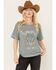 White Crow Women's Wild West Steer Head Skull Short Sleeve Graphic Tee, Teal, hi-res