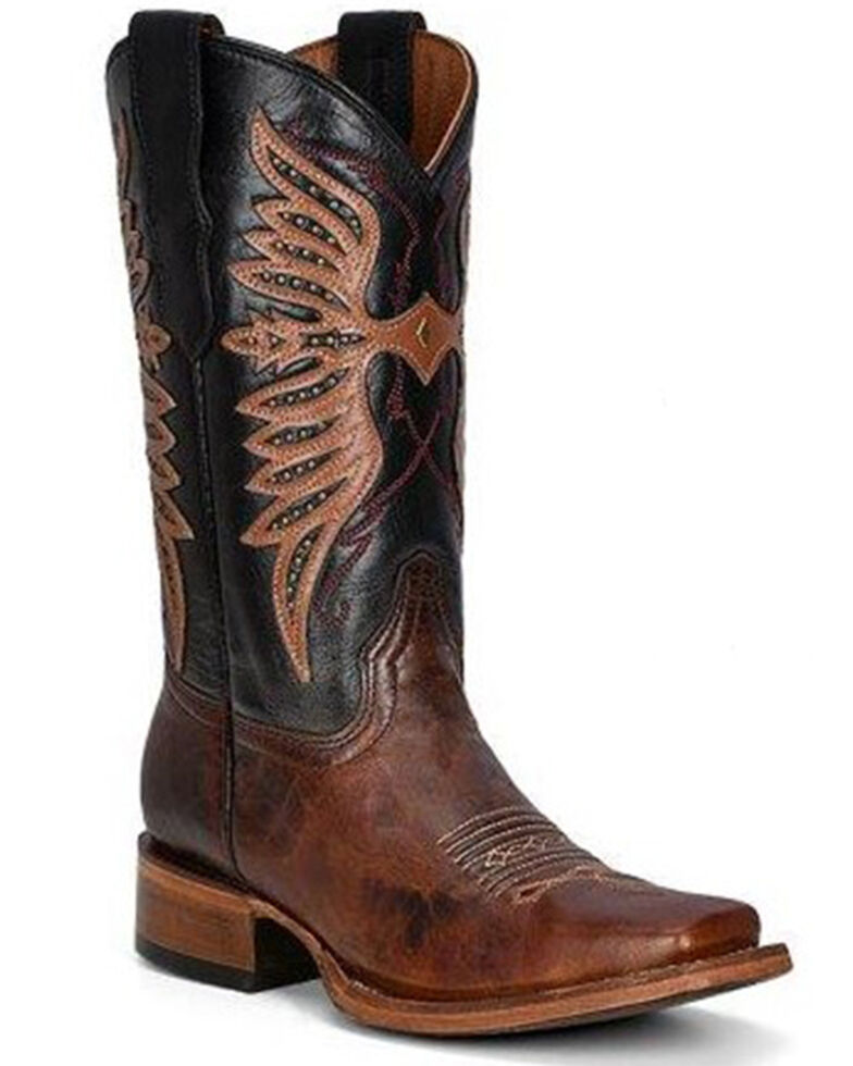 Corral Women's Embroidered Overlay & Studded Western Boots - Square Toe , Brown, hi-res