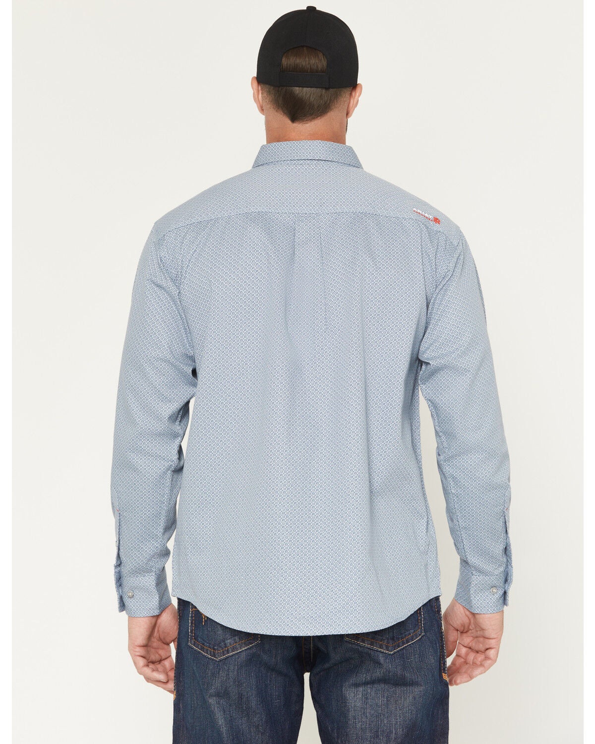 Image #4 - Ariat Men's FR Mantle Geo Print Long Sleeve Button-Down Work Shirt, Blue, hi-res