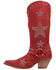 Image #3 - Dingo Women's Lucky Stars Embellished Suede Tall Western Boots - Round Toe, Red, hi-res