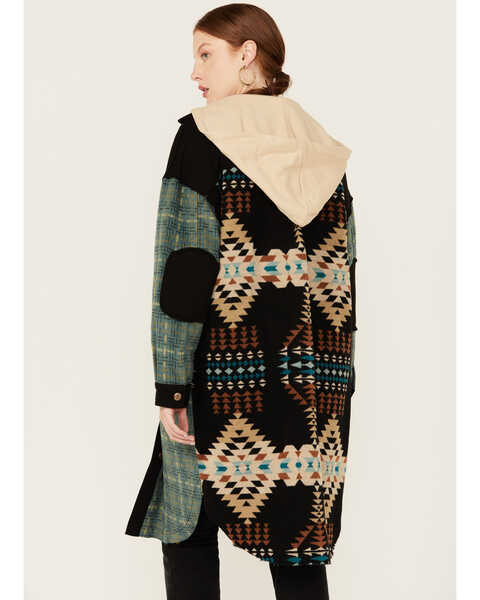 Image #4 - Miss Me Women's Southwestern Print Block Hooded Coat , Black, hi-res