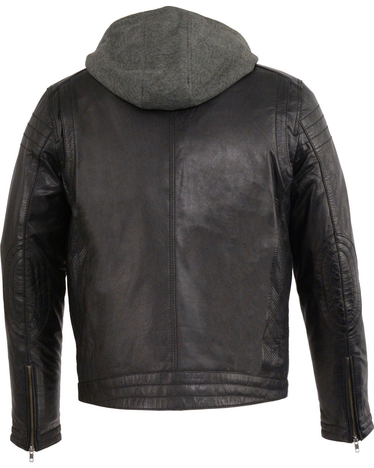 Image #2 - Milwaukee Leather Men's Zipper Front Leather Jacket w/ Removable Hood - Big - 3X, Black, hi-res