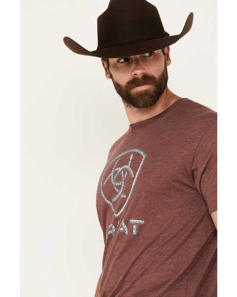 Image #2 - Ariat Men's Steel Bar Logo Short Sleeve T-Shirt, Burgundy, hi-res