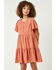 Image #1 - Hayden Girls' Polka Dot Button Mini Dress, Mauve, hi-res