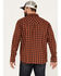 Image #4 - Moonshine Spirit Men's Burning Flame Plaid Print Long Sleeve Snap Western Flannel Shirt, Rust Copper, hi-res
