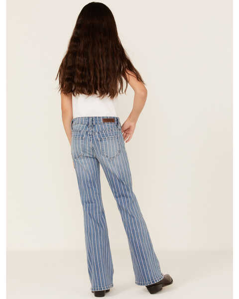 Rock & Roll Denim Girls' Striped Medium Wash Trouser Bootcut Jeans, Medium Wash, hi-res