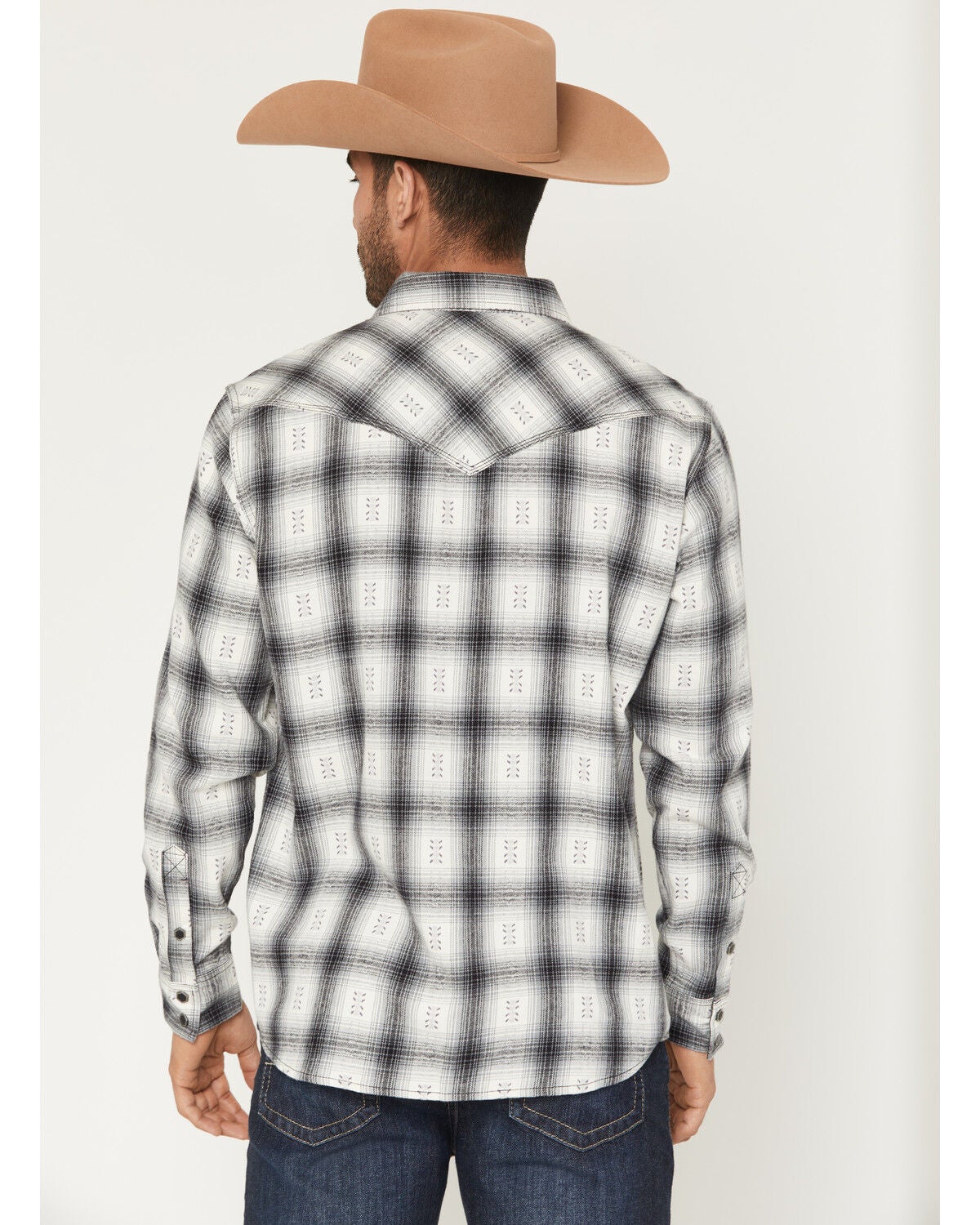 Image #4 - Moonshine Spirit&reg; Men's Smoke Stack Plaid Print Long Sleeve Snap Western Shirt, Ivory, hi-res