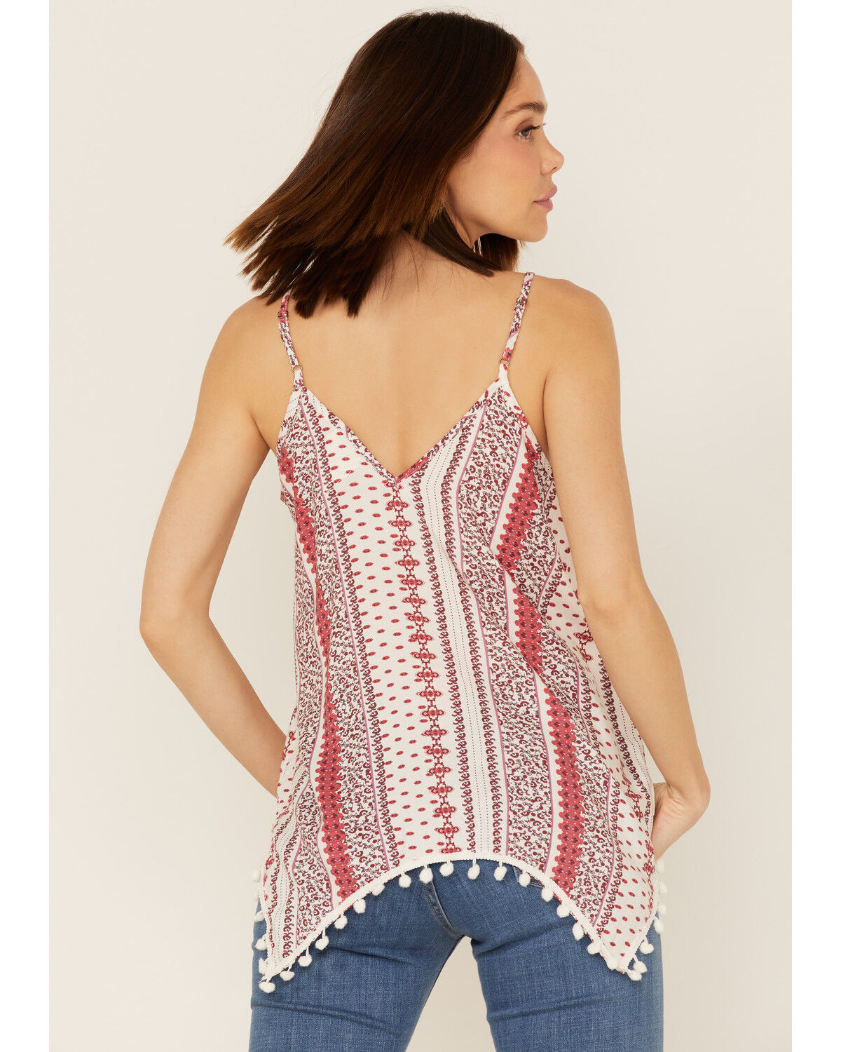Image #4 - Cotton & Rye Women's Mixed Stripe Print Hanky Hem Tank Top, Red, hi-res