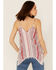 Cotton & Rye Women's Mixed Stripe Print Hanky Hem Tank Top, Red, hi-res